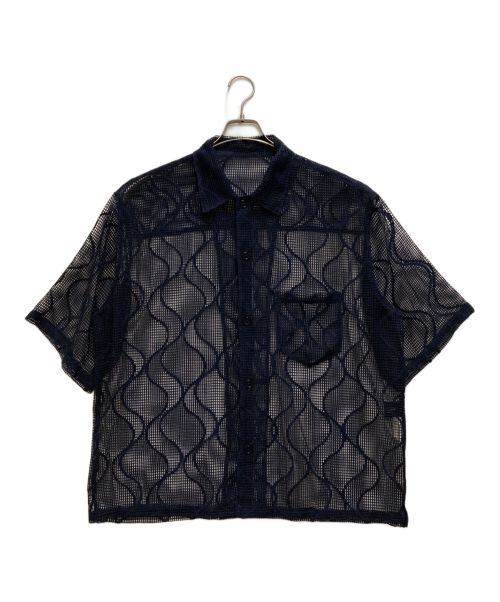 UNUSED（アンユーズド）UNUSED (アンユーズド) Short-sleeve open collar gourd pattern mesh shirt ネイビー サイズ:2の古着・服飾アイテム