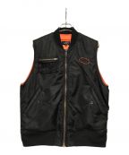 AFBエーエフビー）の古着「Peace Boa Patch Vest」｜ブラック