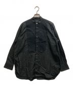 LOEFFロエフ）の古着「コットンピンタックバンドカラーシャツ」｜ブラック