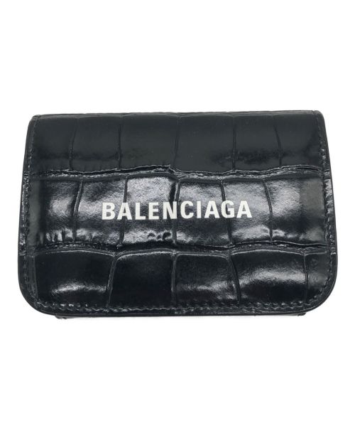 BALENCIAGA（バレンシアガ）BALENCIAGA (バレンシアガ) エブリデイコンパクトクロコ型押しミニウォレット ブラックの古着・服飾アイテム