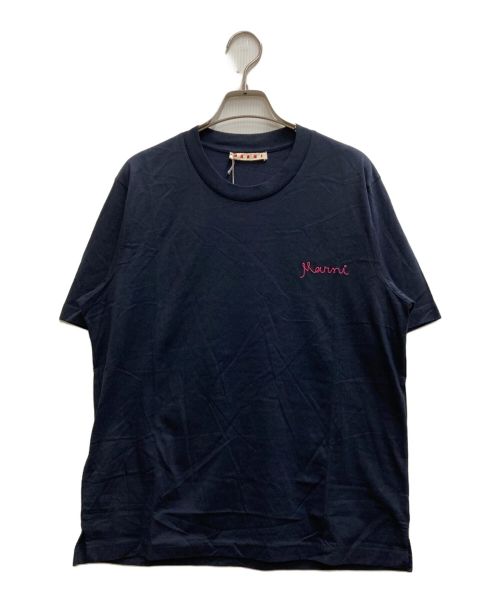 MARNI（マルニ）MARNI (マルニ) マルニイタリックロゴtシャツ ネイビー サイズ:42の古着・服飾アイテム