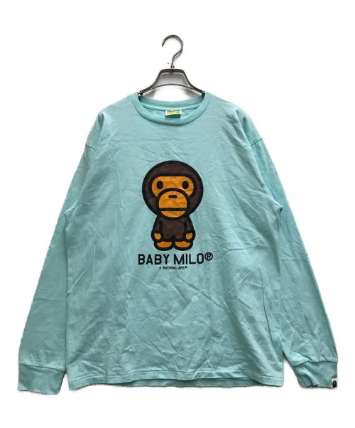 A BATHING APE（アベイシングエイプ）A BATHING APE (アベイシングエイプ) BABY MILO L/S Tee ブルー サイズ:XLの古着・服飾アイテム