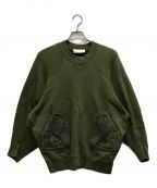 Mame Kurogouchiマメクロゴウチ）の古着「Cording Embroidered Oversized Sweatshirt」｜カーキ