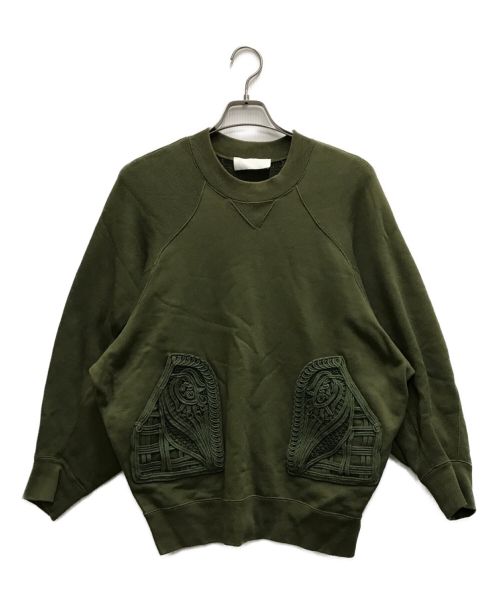 Mame Kurogouchi（マメクロゴウチ）Mame Kurogouchi (マメクロゴウチ) Cording Embroidered Oversized Sweatshirt カーキ サイズ:1の古着・服飾アイテム