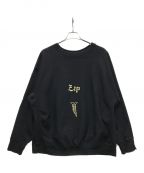 BOWWOWバウワウ）の古着「ZIP DAMAGED CREW SWEAT」｜ブラック