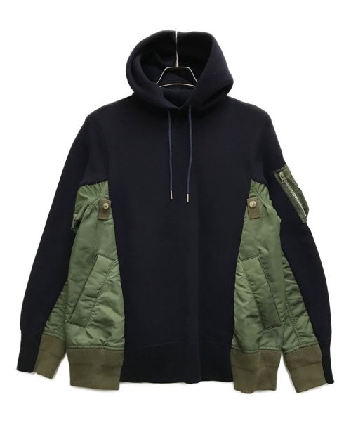 sacai（サカイ）sacai (サカイ) Sponge Sweat x MA-1 Hoodie ネイビー サイズ:1の古着・服飾アイテム