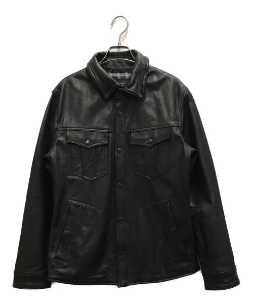 BURBERRY BLACK LABEL（バーバリーブラックレーベル）BURBERRY BLACK LABEL (バーバリーブラックレーベル) レザーシャツジャケット ブラック サイズ:Ⅼの古着・服飾アイテム