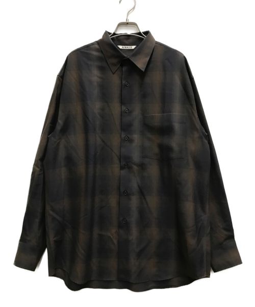 AURALEE（オーラリー）AURALEE (オーラリー) SUPER LIGHT WOOL CHECK SHIRT ブラウン サイズ:4の古着・服飾アイテム