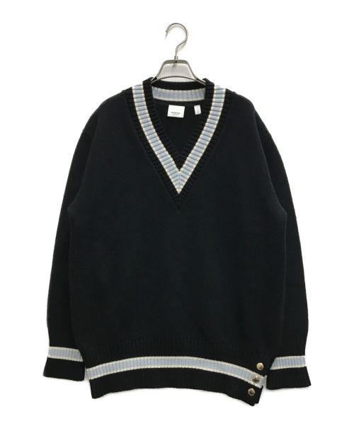 BURBERRY（バーバリー）BURBERRY (バーバリー) Black Wool Oversized Cricket Sweater ブラック サイズ:Sの古着・服飾アイテム