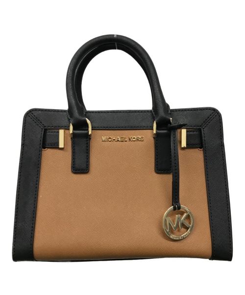 MICHAEL KORS（マイケルコース）MICHAEL KORS (マイケルコース) 2WAY DILLON SM SATCHEL ブラック×ブラウンの古着・服飾アイテム