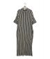 JIL SANDER（ジルサンダー）の古着「Tabard Striped Mock-Neck Thigh-Slit Midi Dress」｜ネイビー×ホワイト