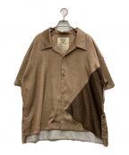 elephant TRIBAL fabricsエレファントトライバルファブリックス）の古着「サテン半袖シャツ」｜ブラウン