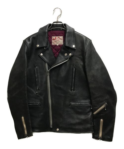 ADDICT CLOTHES（アディクト クローズ）ADDICT CLOTHES (アディクト クローズ) SHEEPSKIN DOUBLE RIDERS JACKET ブラック サイズ:38の古着・服飾アイテム