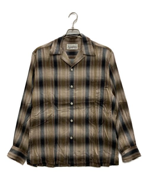 WACKO MARIA（ワコマリア）WACKO MARIA (ワコマリア) OMBRE CHECK OPEN COLLAR SHIRT L/S TYPE-4 ブラウン サイズ:Mの古着・服飾アイテム