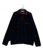 SASQUATCHfabrix.サスクワッチファブリックス）の古着「VELOUR RETRO L/S POLO」｜ネイビー