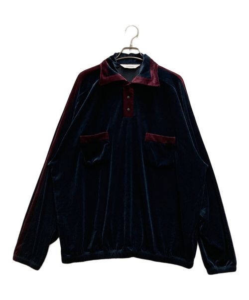 SASQUATCHfabrix.（サスクワッチファブリックス）SASQUATCHfabrix. (サスクワッチファブリックス) VELOUR RETRO L/S POLO ネイビー サイズ:XLの古着・服飾アイテム