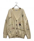 MAISON SPECIALメゾンスペシャル）の古着「Life Word Embroidery Knit Cardigan」｜ベージュ