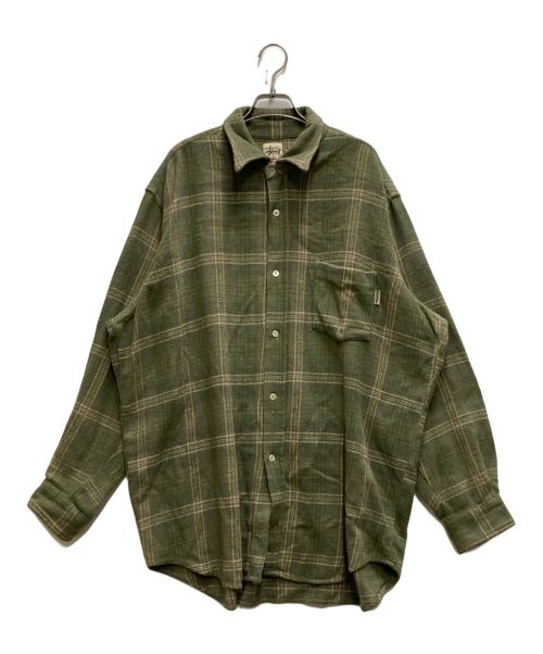 stussy（ステューシー）stussy (ステューシー) チェックヘビーネルシャツ グリーン サイズ:Ⅼの古着・服飾アイテム