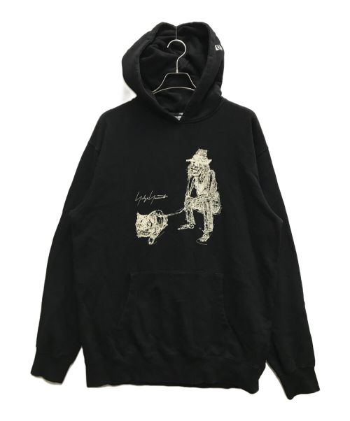 Yohji Yamamoto pour homme（ヨウジヤマモト プールオム）Yohji Yamamoto pour homme (ヨウジヤマモト プールオム) New Era (ニューエラ) DRAWING PRINT SWEAT PULLOVER HOODIE ブラック サイズ:2XLの古着・服飾アイテム