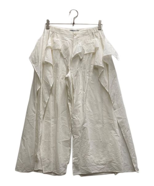ISSEY MIYAKE（イッセイミヤケ）ISSEY MIYAKE (イッセイミヤケ) フリルデザインガウチョパンツ ホワイト サイズ:2の古着・服飾アイテム