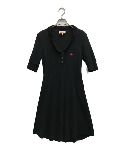 Vivienne Westwood RED LABEL（ヴィヴィアンウエストウッドレッドレーベル）Vivienne Westwood RED LABEL (ヴィヴィアンウエストウッドレッドレーベル) ロゴ刺繍ワンピース ブラック サイズ:1の古着・服飾アイテム