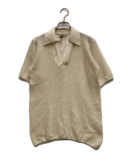 AURALEE（オーラリー）AURALEE (オーラリー) BRUSHED COTTON WOOL RIB KNIT SKIPPER POLO ベージュ サイズ:2の古着・服飾アイテム