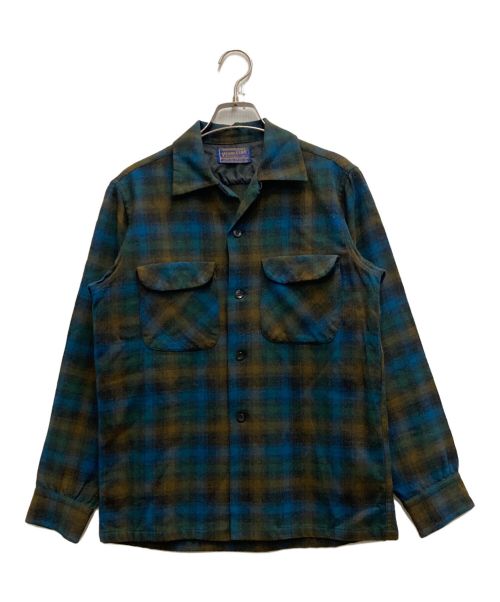 PENDLETON（ペンドルトン）PENDLETON (ペンドルトン) オープンカラーチェックウールシャツ ブルー サイズ:Ⅼの古着・服飾アイテム