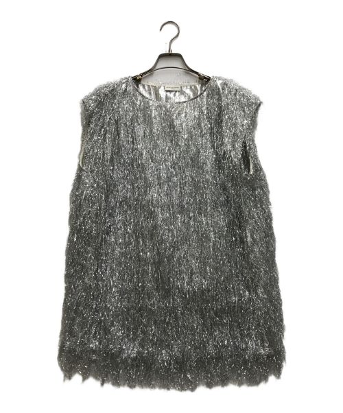 DRIES VAN NOTEN（ドリスヴァンノッテン）DRIES VAN NOTEN (ドリスヴァンノッテン) Cuzco Fringed Lame Top - Silver シルバー サイズ:36の古着・服飾アイテム