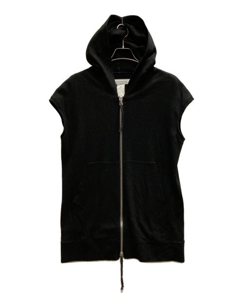 rewords/rewordsdesign（リワーズリワーズデザイン）rewords/rewordsdesign (リワーズリワーズデザイン) FRONT ZIP SLEEVELESS HOODIE ブラック サイズ:46の古着・服飾アイテム