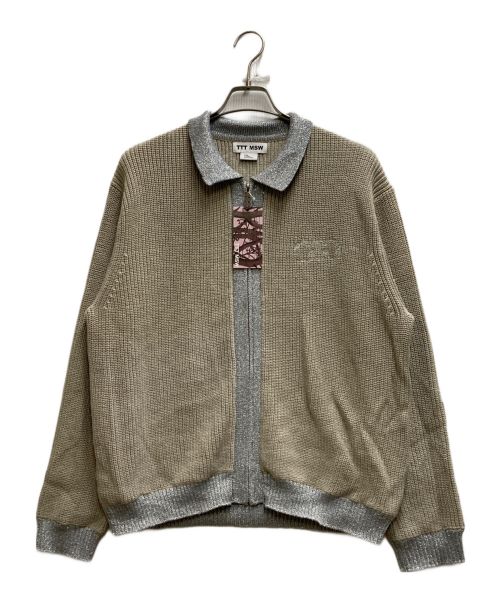 TTT MSW（ティー）TTT MSW (ティー) Lame Zip Up Cardigan グレー×シルバー サイズ:Ⅿの古着・服飾アイテム