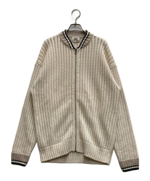 HERMES（エルメス）HERMES (エルメス) コットンカシミヤニットジャケット ベージュ サイズ:Ⅼの古着・服飾アイテム