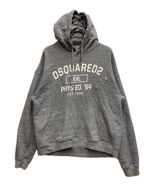 DSQUARED2（ディースクエアード）DSQUARED2 (ディースクエアード) PHYS. ED. 64 HOODIE グレー サイズ:Ⅿの古着・服飾アイテム