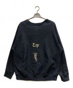 BOWWOWバウワウ）の古着「ZIP DAMAGED CREW SWEAT」｜ブラック