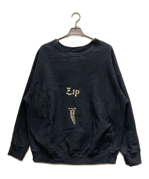 BOWWOW（バウワウ）BOWWOW (バウワウ) ZIP DAMAGED CREW SWEAT ブラック サイズ:XLの古着・服飾アイテム