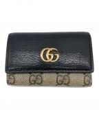 GUCCIグッチ）の古着「GGマーモント レザー キーケース」｜ブラック×ブラウン