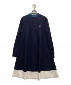 FRED PERRYフレッドペリー）の古着「Knitted Pleated Mock Neck Dress」｜ネイビー