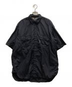 COMME des GARCONS HOMMEコムデギャルソン オム）の古着「ナイロンタイプライター S/S SHIRT」｜ブラック