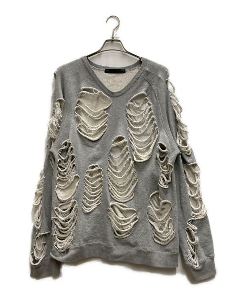 JUN/NAKAYAMA（ジュン ナカヤマ）JUN/NAKAYAMA (ジュン ナカヤマ) DISTRESSED CREWNECK グレー サイズ: S/Mの古着・服飾アイテム