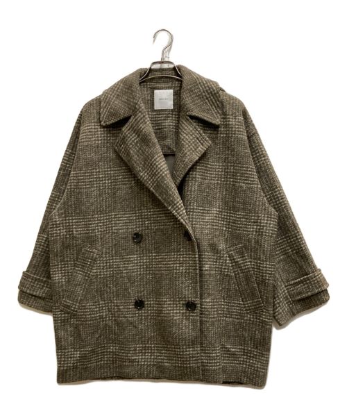 Spick and Span（スピックアンドスパン）Spick and Span (スピックアンドスパン) Wスライバーチェックハーフコート ブラウン サイズ:36の古着・服飾アイテム