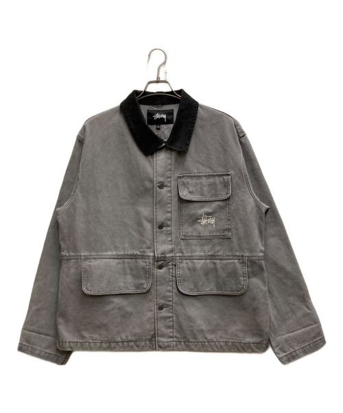 stussy（ステューシー）stussy (ステューシー) WASHED CHORE JACKET グレー サイズ:Ⅼの古着・服飾アイテム