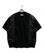 sacaiサカイ）の古着「Nylon Twill x Cotton Jersey T-Shirt」｜ブラック