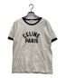 CELINE（セリーヌ）の古着「ロゴプリントリンガーTシャツ」｜ホワイト×ネイビー