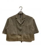 AULA AILAアウラアイラ）の古着「SHEER PARTS OPEN COLLAR SHIRT」｜ブラウン