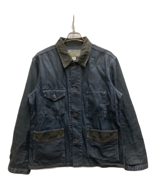 RRL（ダブルアールエル）RRL (ダブルアールエル) コーデュロイトリム インディゴ デニムシャツ ジャケット ネイビー サイズ:Ⅿの古着・服飾アイテム