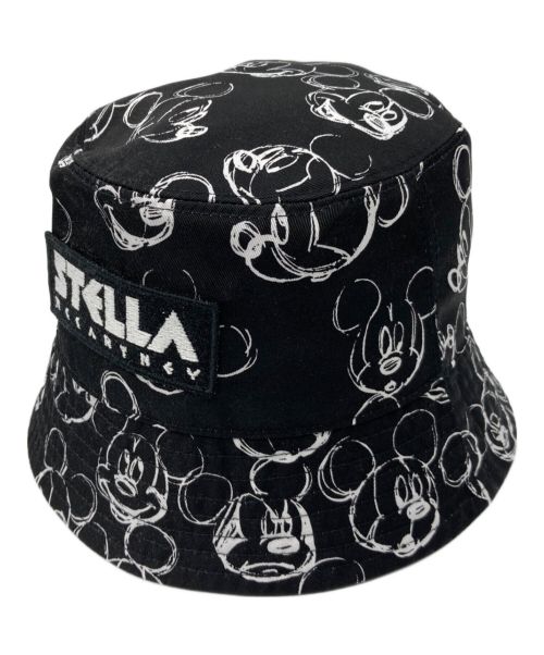 STELLA McCARTNEY（ステラマッカートニー）STELLA McCARTNEY (ステラマッカートニー) Fantasia Mickey Print Logo Reversible Bucket Hat ブラック×ホワイト サイズ:56の古着・服飾アイテム