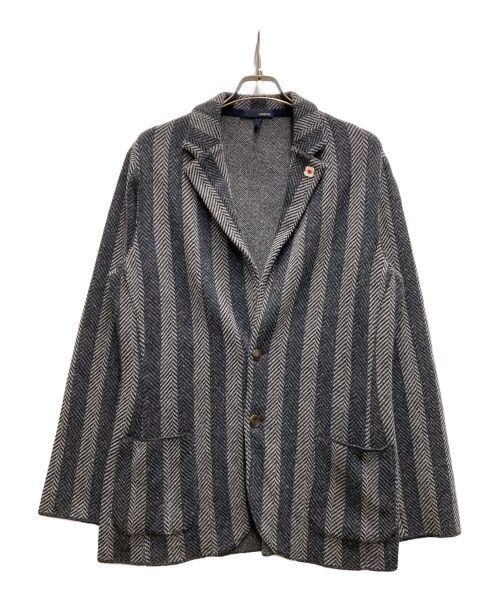 LARDINI（ラルディーニ）LARDINI (ラルディーニ) ウールヘリンボーンテーラードジャケット グレー サイズ:Ⅼの古着・服飾アイテム