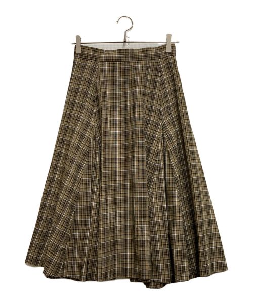 beautiful people（ビューティフルピープル）beautiful people (ビューティフルピープル) viscose tweed flare box pleats skirt ベージュ サイズ:36の古着・服飾アイテム