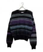 MUKAIムカイ）の古着「MOHAIR BORDER KNIT」｜パープル