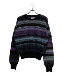 MUKAI（ムカイ）の古着「MOHAIR BORDER KNIT」｜パープル