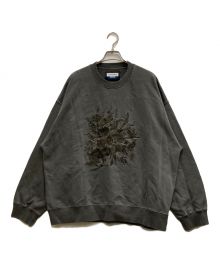 MAISON SPECIAL（メゾンスペシャル）の古着「Flower Embroidery Heavy-Weight Pigment Sweat Prime-Over Crew Neck Pullover」｜グレー